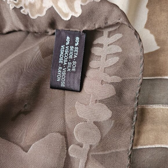 Vintage Silk Brown Floral Scarf - Picture 2 of 7